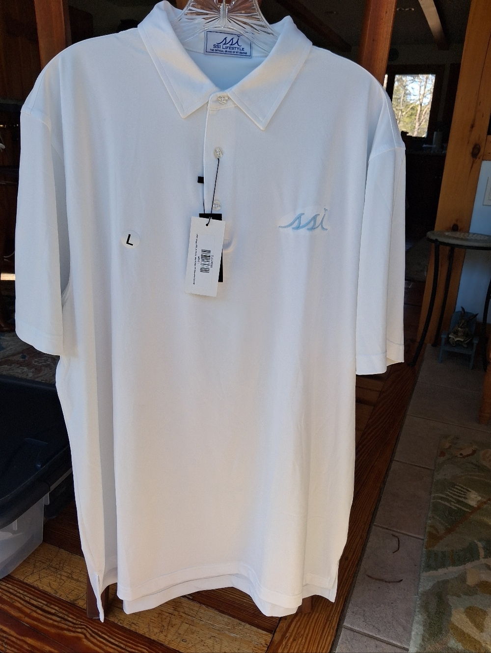 Men's Stretch Performance Polo Shirt St. Simons Island Embroidered Large NWT
